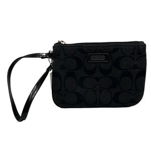 COACH Black Signature Canvas Wristlet